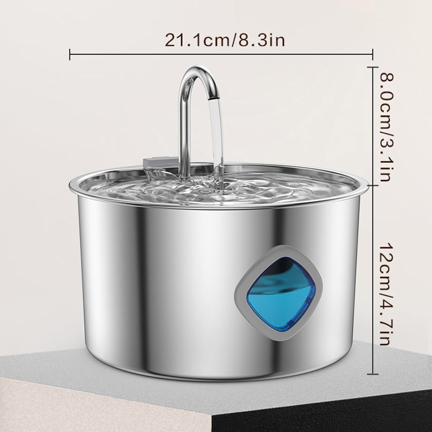 Quiet USB-Powered 3.2L Stainless Steel Water Bowl for Dogs/Cats 4-Stage Filtration Systems USB Power Pet Waterer