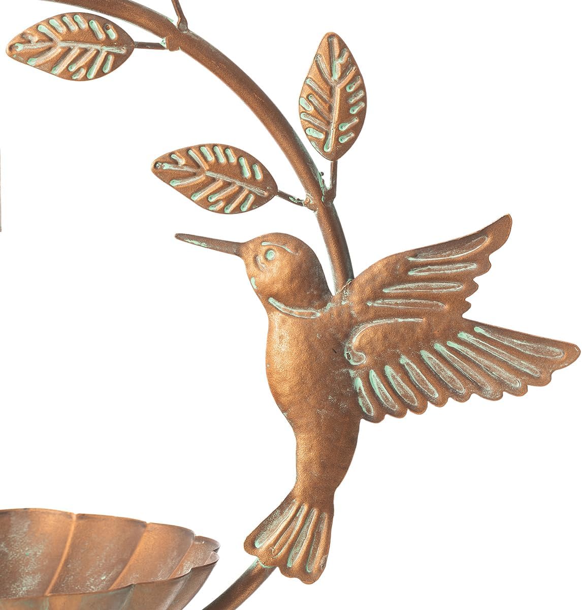 Glitzhome 25" H Metal Wild Bird Feeder, Faux Copper Patina Finish Hummingbird Hanging Birdfeeder - Attract Wild Birds for Garden Deck Yard Backyard Porch Decor