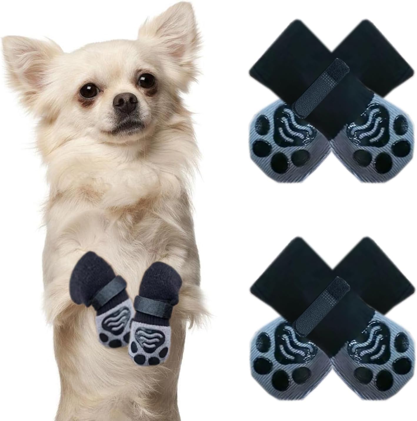Dog Socks to Prevent Licking Paws, Strong Traction on Hardwood Floors Anti Slip Paw Protectors Dog Socks Booties Shoes for Hot Pavement and Winter (XS, Paw Style)