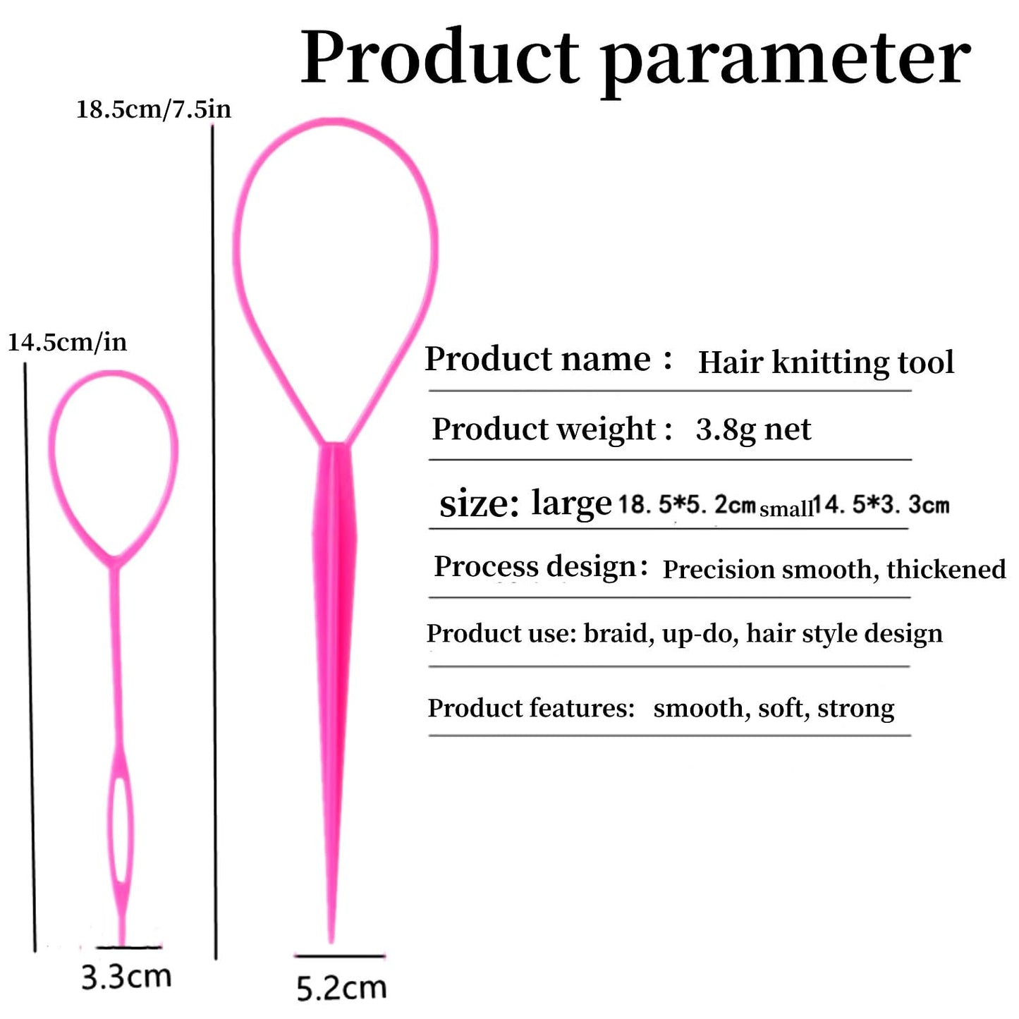 Aigee 6pcs Topsy Tail and Hair Loop Styling Tool Set - Ponytail Makers, French Braid Loops in Large and Small, Hair Pull Through Tools (Pink, Blue, Purple) for Women and Girls