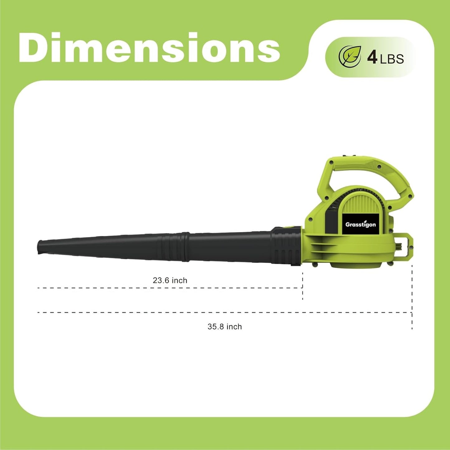 Electric Leaf Blower Corded, 7-Amp, 390CFM/ 210MPH, 2 Speed Modes, Powerful Lightweight Handheld Blowers for Lawn Care, Patio, Leaves, Dust, Snow (Green)