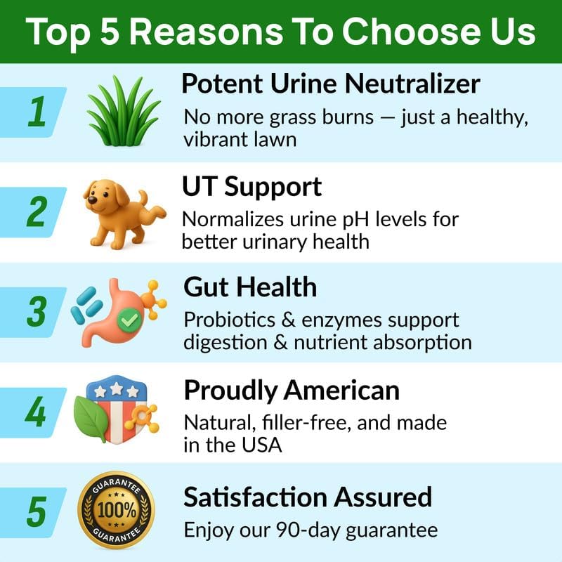 PAWFECTCHEW Dog Pee Grass Chews - Grass Treatment for Pet Urine - Neutralizer for Green Grass Burn Urine Spots - Green Lawn Chews for Dogs with Probiotics - Made in USA (120Ct)