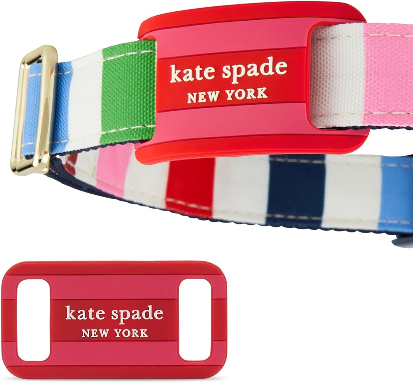 kate spade new york Airtag Dog Collar Holder - Waterproof Silicone Airtag Holder Dog Tag - Seaside Stripe