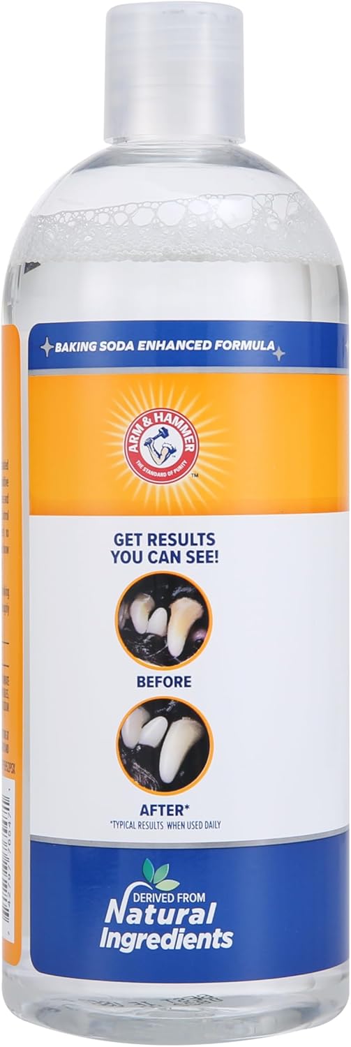 Arm & Hammer Clinical Care Dental Rinse for Adult Dogs, Odorless Flavorless No Taste Water Additive for Dog Dental Care, Helps Reduce Tartar & Freshen Breath, 16 Fl Oz Bottle