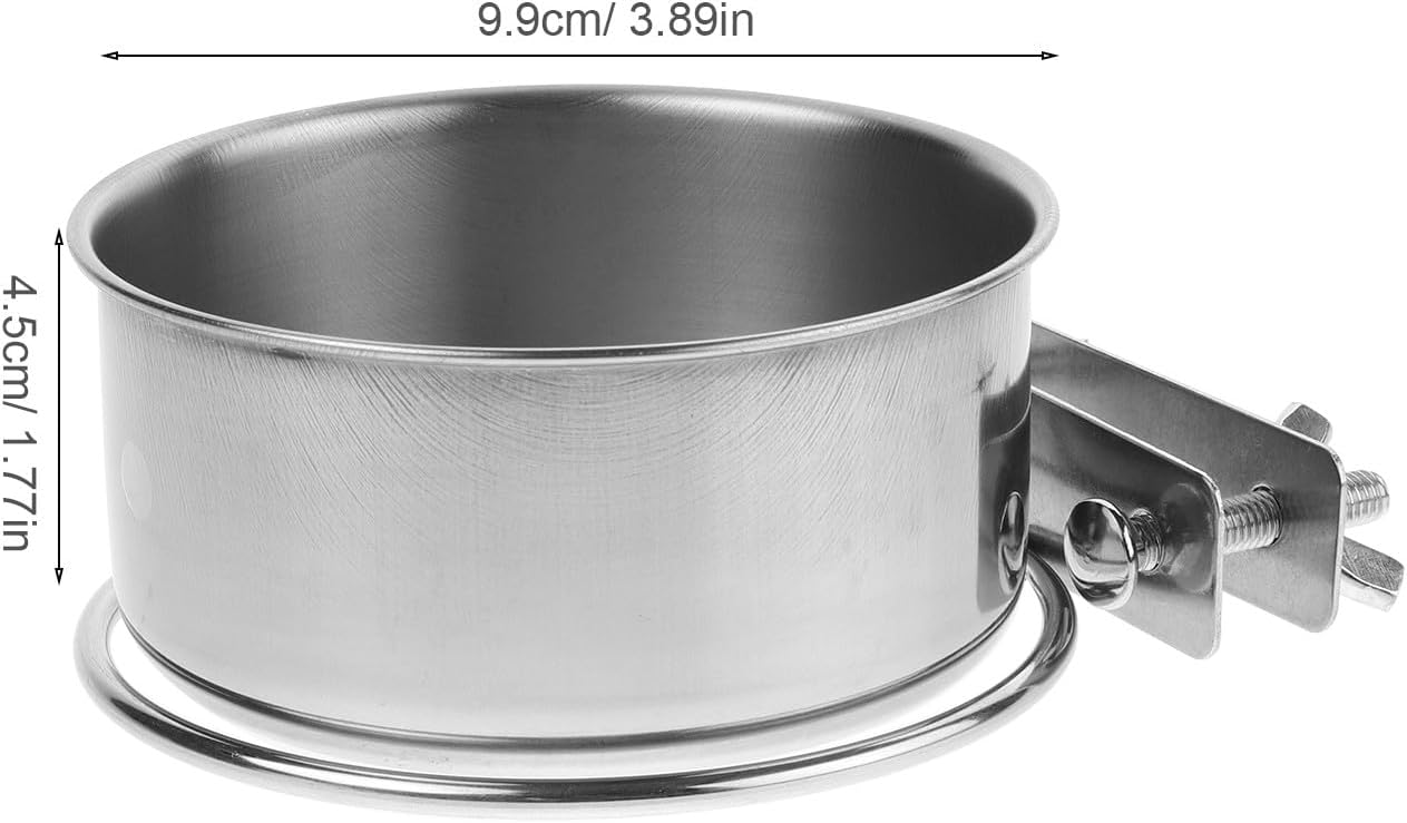 FAVOMOTO Elevated Pet Stand Feeder with Stainless Steel Hanging Dog Food and Water Bowls, Non-Spill Double Bowl Clamp Holder for Small Dog Crates and Kennels, Suitable for Cats and Puppies