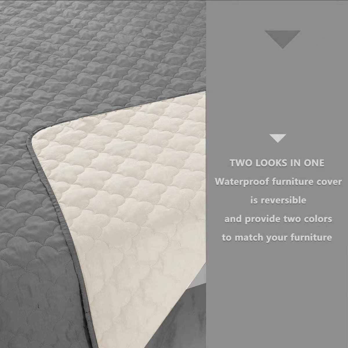 Dog Blankets for Couch Protection Waterproof Dog Bed Covers Pet Blanket Furniture Protector (Grey+Ivory, 52"x82")