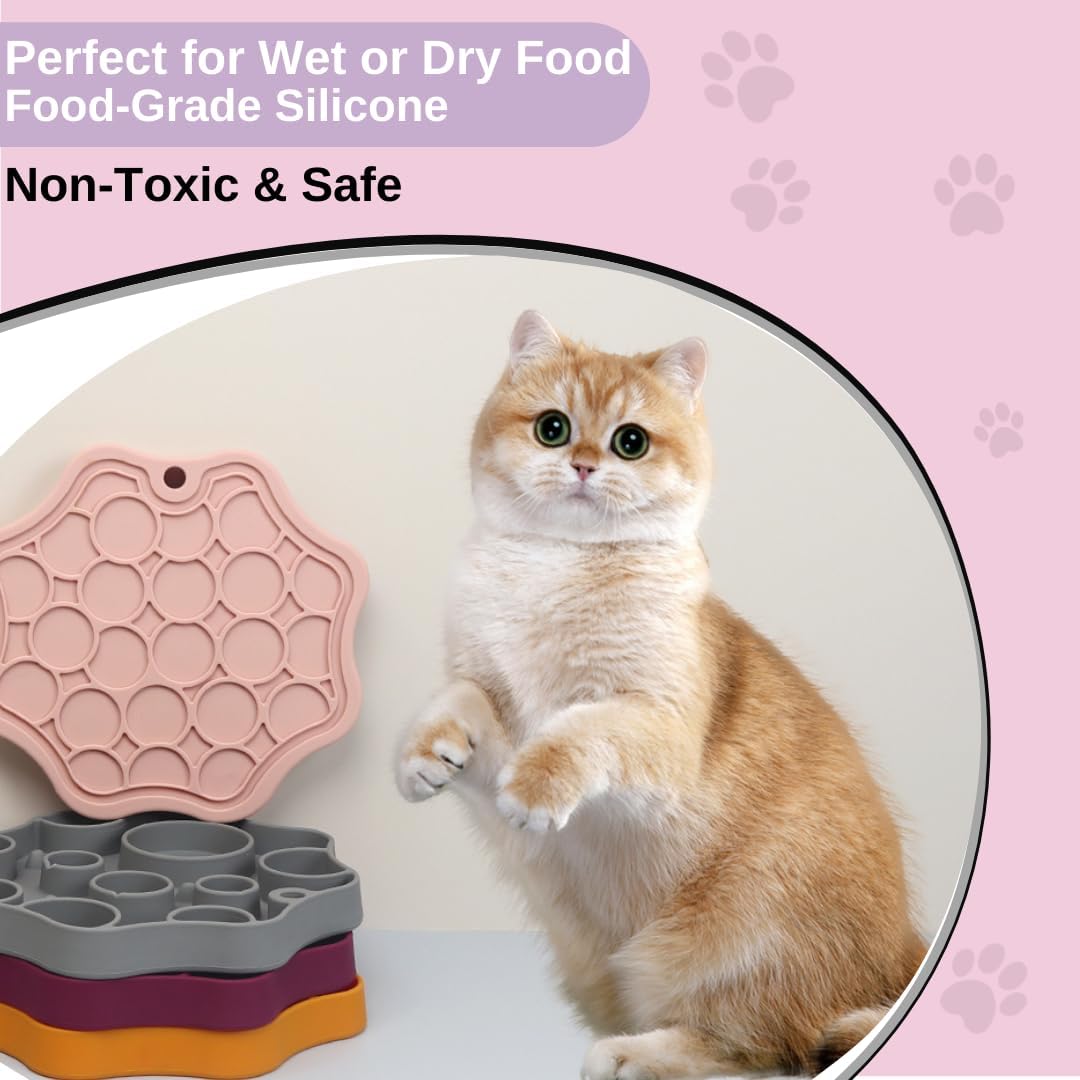 Non-Slip Slow Feeder Pet Bowl – Anti-Choking Feeding Bowl with Suction Cups for Dogs & Cats, Promotes Healthy Digestion (Pink, Bubble)