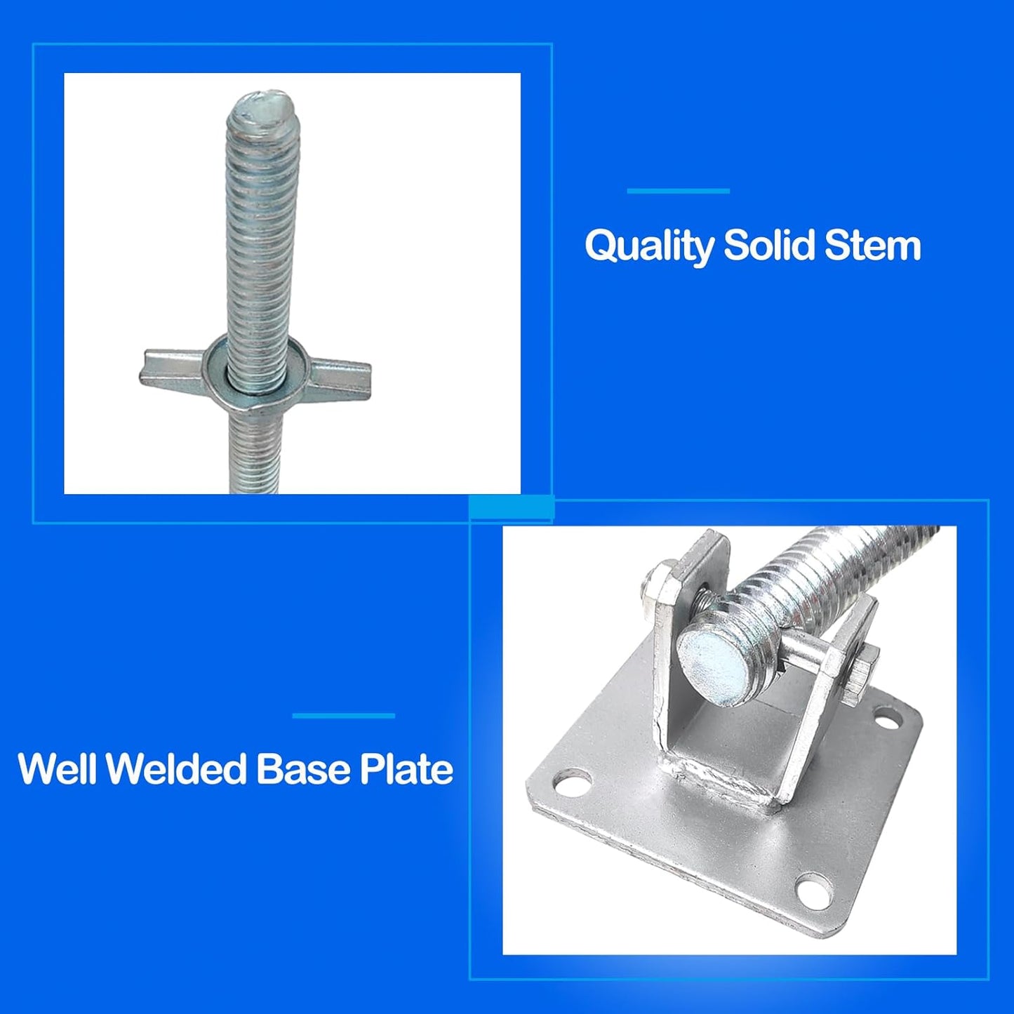 GaeaAuto 4 Pack Scaffold Swivel Screw Jack Solid Stem Adjustable Leveling Jacks with Base Plate for Baker-Style Scaffolding Equipment