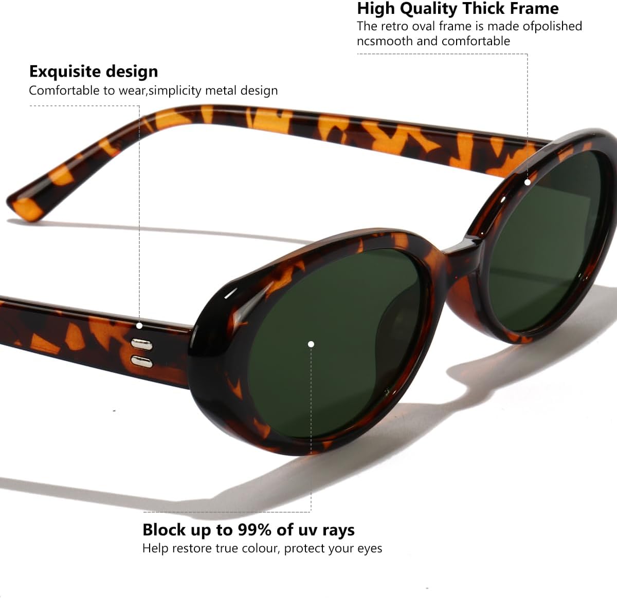 Oval Sunglasses for Women Men Fashion Small 90s Style Sun Glasses UV400