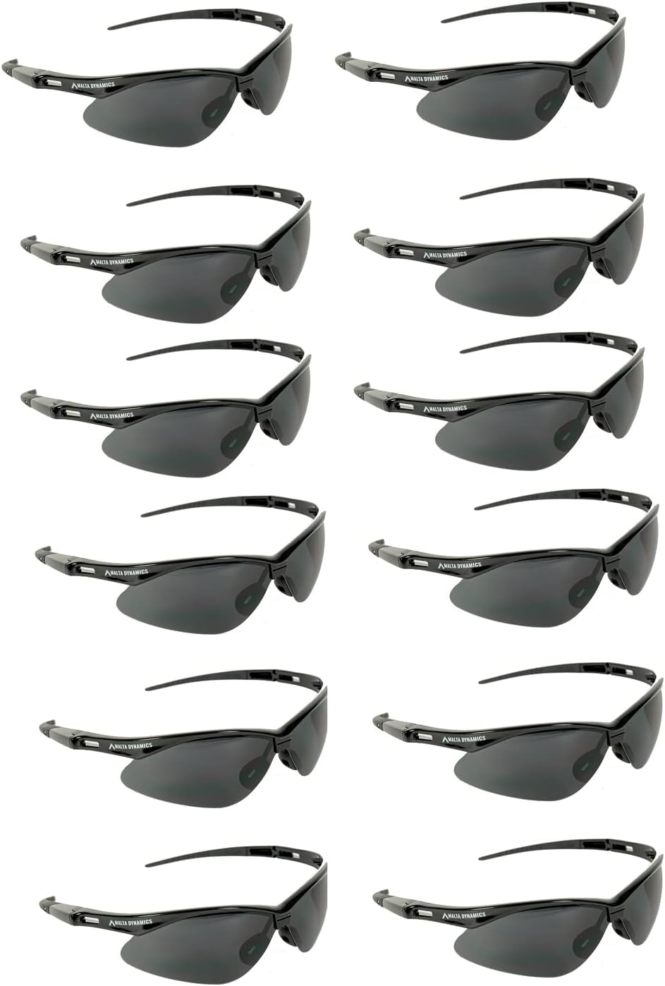 Malta Dynamics APEX Safety Glasses – Anti Scratch and Anti Fog Protection, Construction Safety Glasses for Men and Women, ISEA & ANSI Z87 Compliant (Tinted, 12 Pairs)
