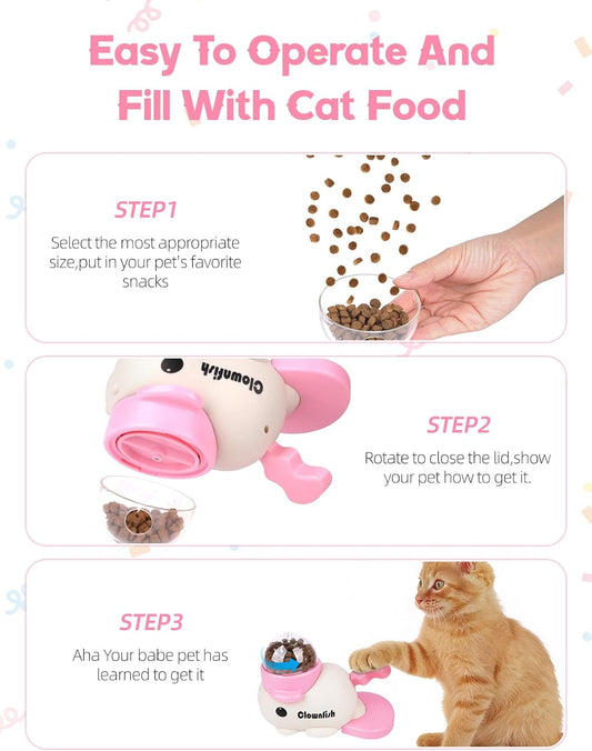 Dog Treat Dispenser Puzzle Toy, Intercative Slow Feeder Bowl for Cats and Dogs, Mental Stimulation Enrichment Toy, Indoor Pet Feeder with Silicone Mat to Keep Pets Busy, Multiple Colors (Pink)