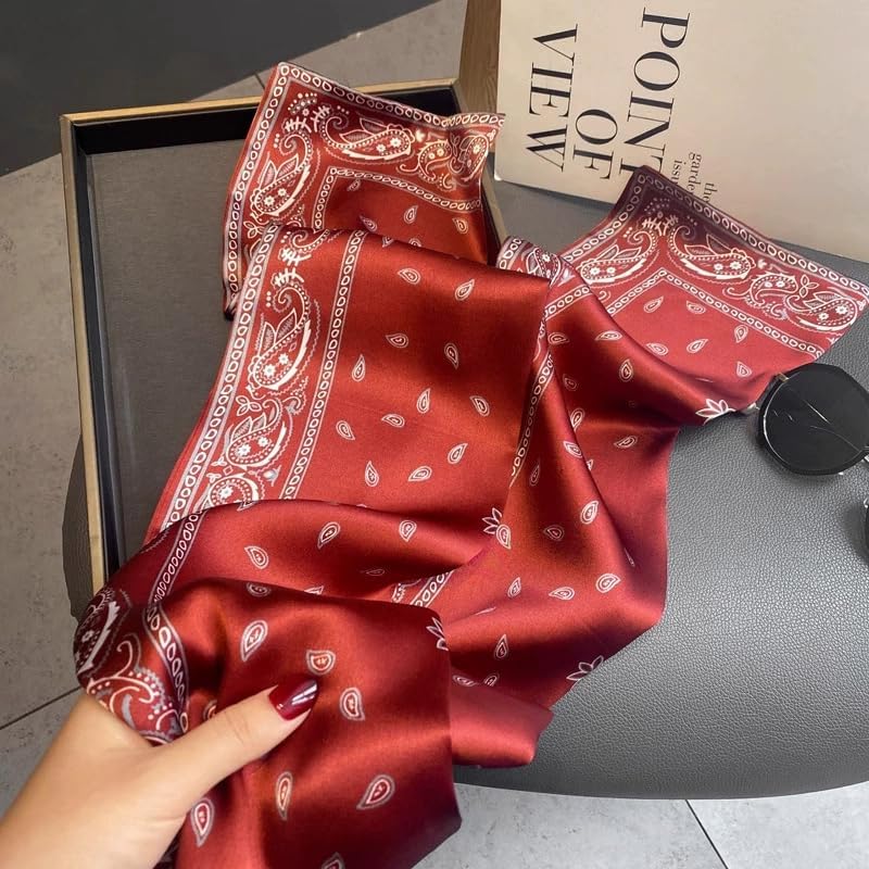 MEISEE 100% Mulberry Silk Scarf for Women 59”*6.3” Long Headscarf Neck Scarf Hair Wraps and Shawls with Gift Packed