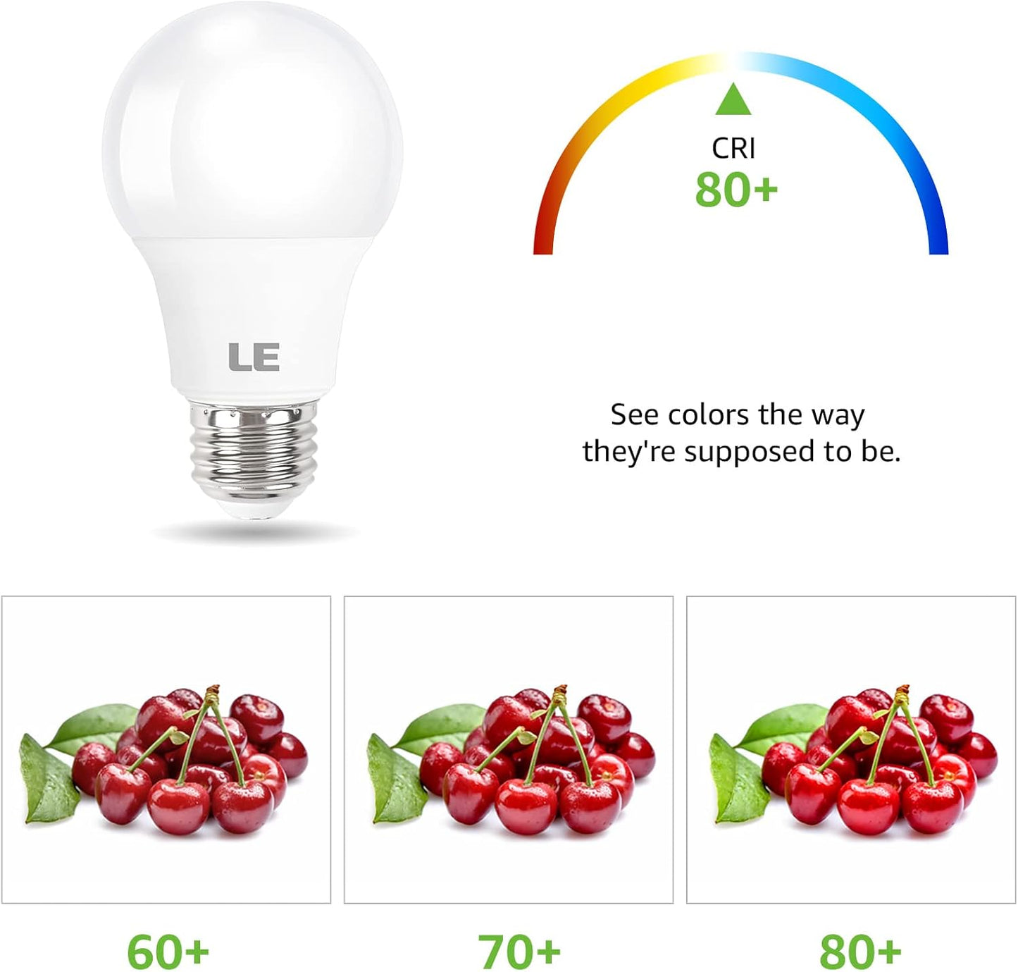 LE LED Light Bulbs 60 Watt Equivalent, 9W 800 Lumens Non-Dimmable, Daylight White 5000K, A19 E26 Standard Medium Base, 10000 Hour Lifetime 5 Count (Pack of 1)