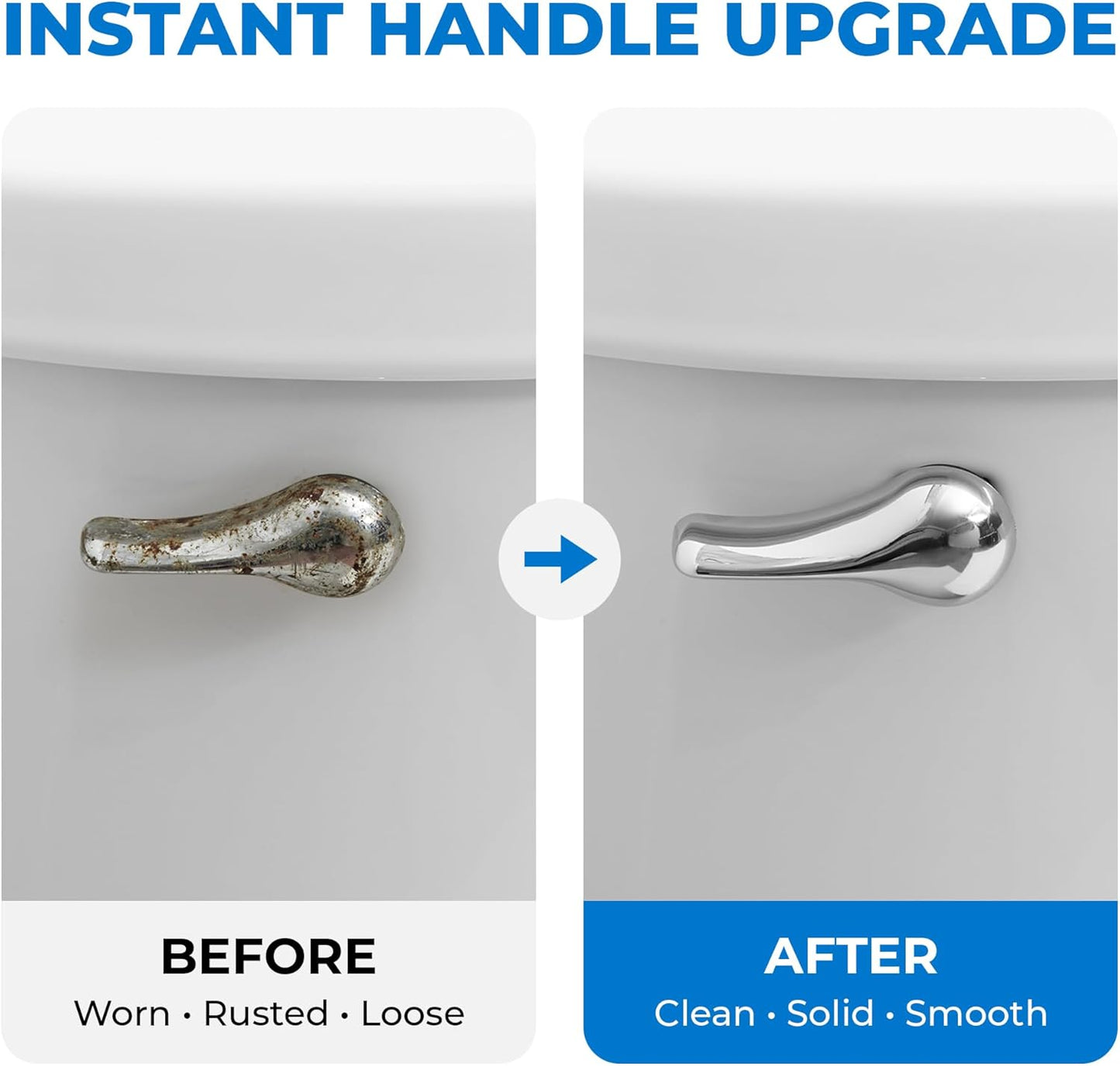Qualihome Universal Toilet Tank Flush Lever, Chrome Finish Handle with Metal Nut, Fits Most Toilets (Side Mount)