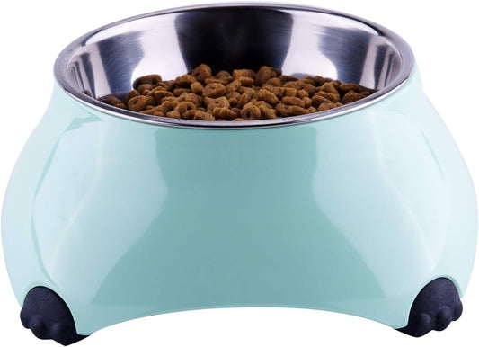 SuperDesign Raised Cat Bowls, Stainless Steel Bowl with Melamine Stand, Small Dog Bowls, Food and Water Pet Feeder, Anti-Slip Feeding Dish for Puppy and Kitty