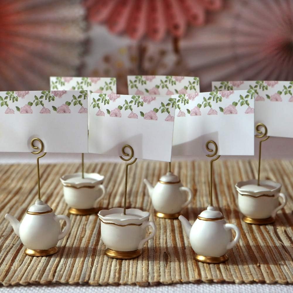 Kate Aspen, Place Card Holders, Tea Time Whimsy, Teapot and Teacup, Place Cards Included, Set of 6,Pink