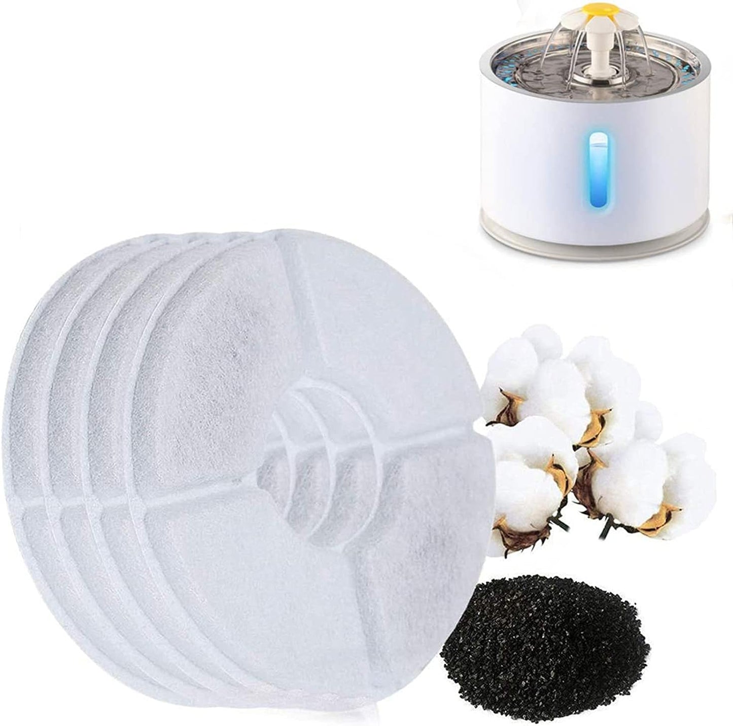 TOPCHANCES Pet Water Fountain Filter Replacement Round,8Pcs Fountain Filters Water Fountain Automatic Pet Fountain Filters for Cats, Dogs, Multiple Pets
