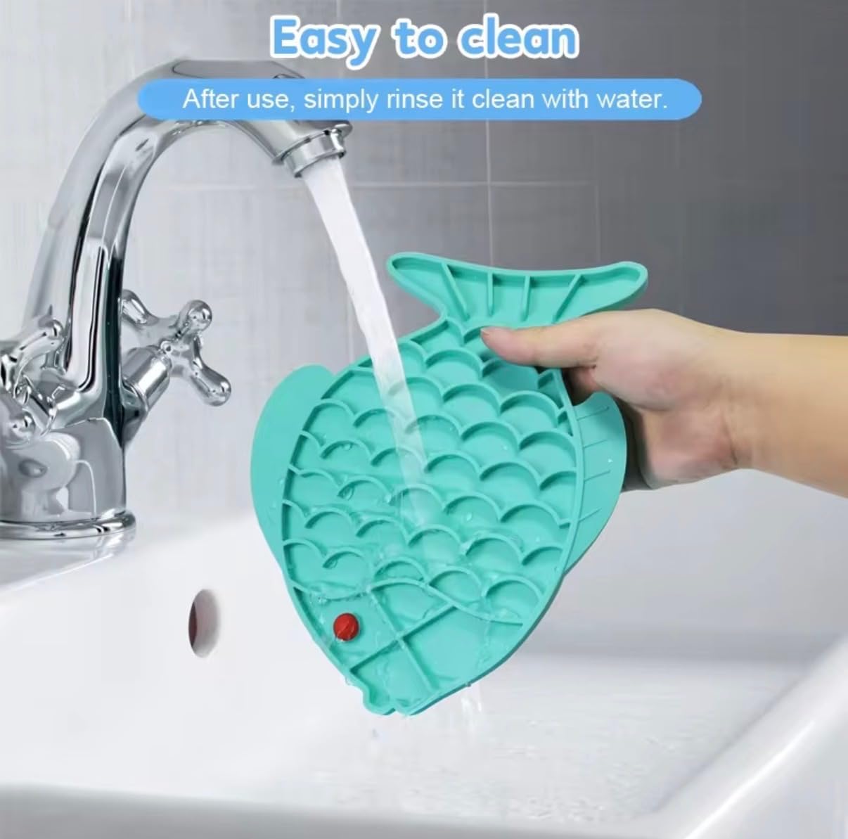 Trendy Paws Slow Feed Training Bowl, Fish Shaped Silicone Pet Feeding Plate (Blue)