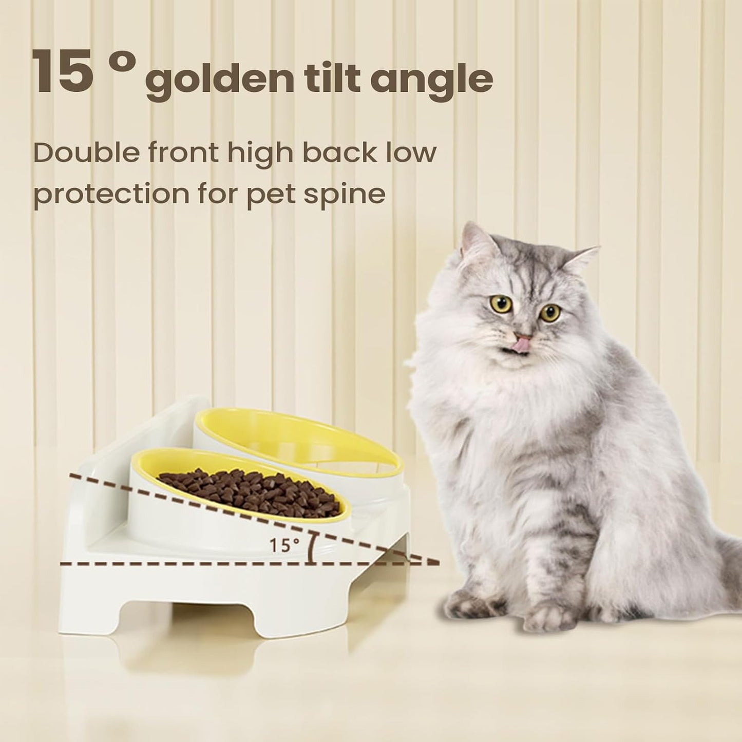 Premium Dog Food Bowls, Elevated Cat Dish, Non-Slip Tilted Pet Feeder with Stand, Sturdy Stainless Steel Design with Removable Bowls, Stylish Feeding Station with Ergonomic Angle, Pet Dish for Kitten
