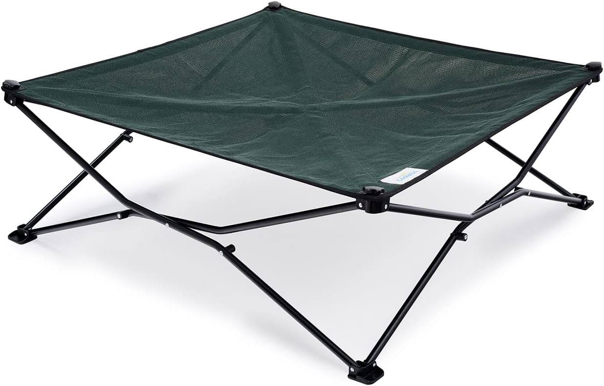 Coolaroo On-The-Go Elevated Dog Bed - Foldable Pop-Up Travel Dog Bed with Breathable, Moisture-Resistant Fabric, Carry Bag Included, Lightweight & Portable, Brunswick Green, Extra Large