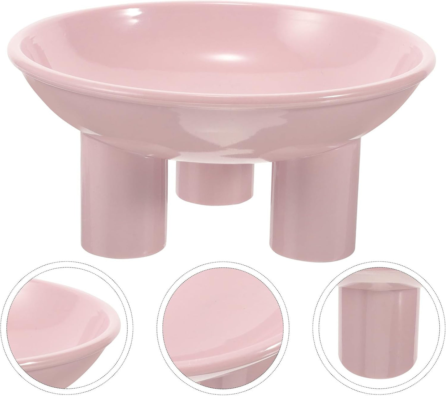 FAVOMOTO Elevated Cat Food Bowl Raised Pet Feeding Dish with Three-Leg Stand Neck Protection Large Opening Pink for Indoor Cats and Dogs
