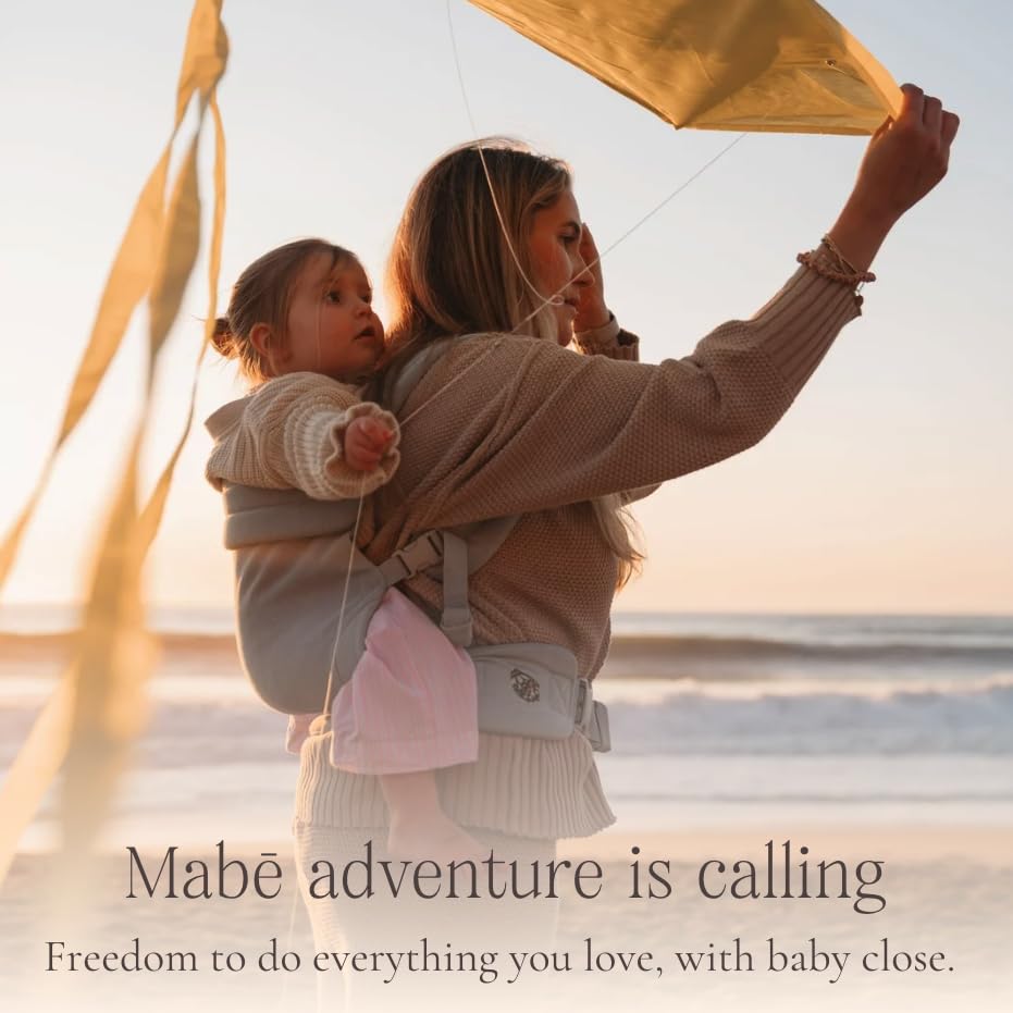 Mabē Monarch Ergonomic Baby Carrier – Premium Cotton Soft Structured Newborn to Toddler Carrier with Hip-Healthy Design, 3 Carry Positions (7-35lbs), Lightweight & Breathable, (Ebony Check)