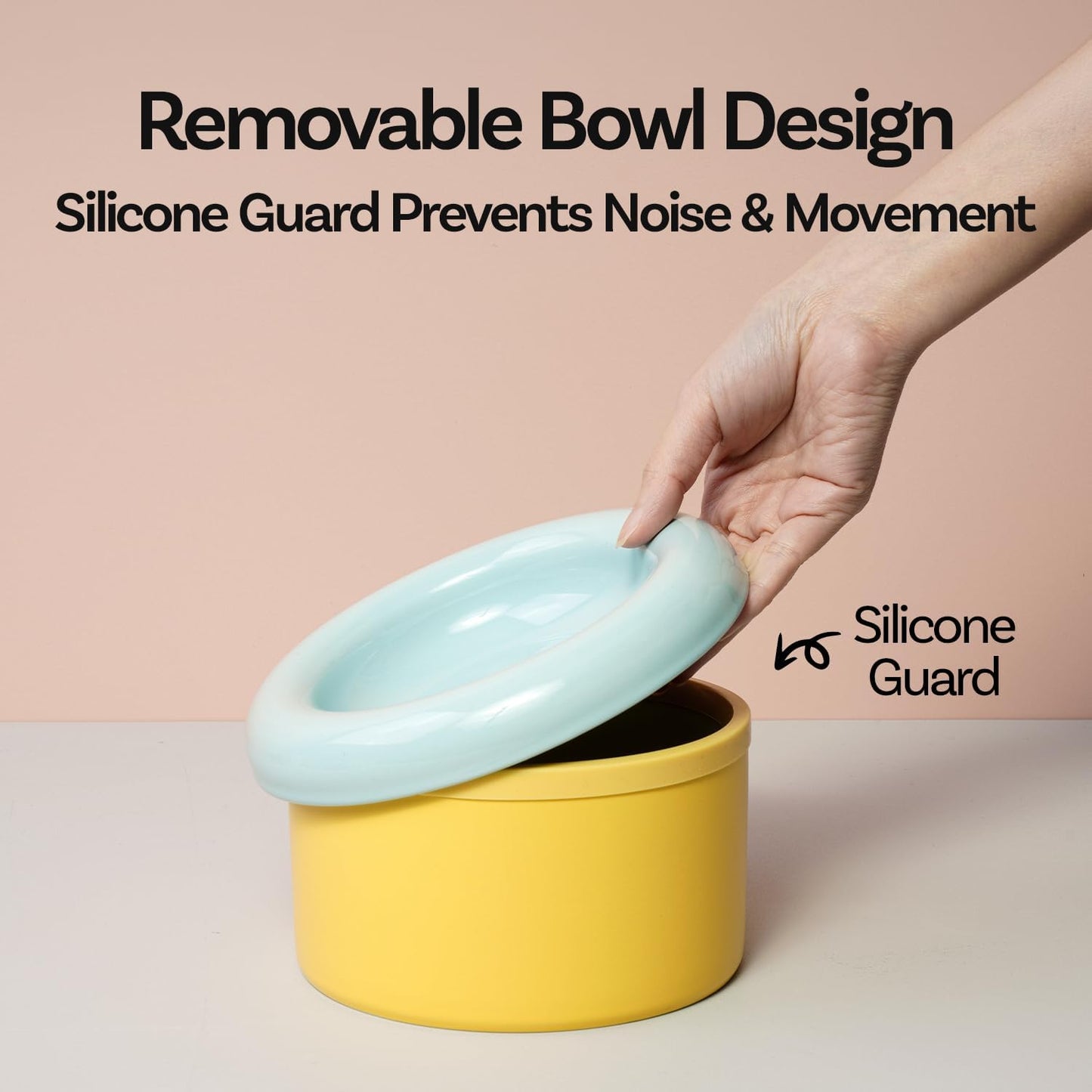 Donut Bowl Elevated Ceramic Cat Bowl with Stand, Raised Whisker-Friendly Bowl for Cats & Small Dogs, Patented Donut Design, Made in Korea (5.9" H -White)