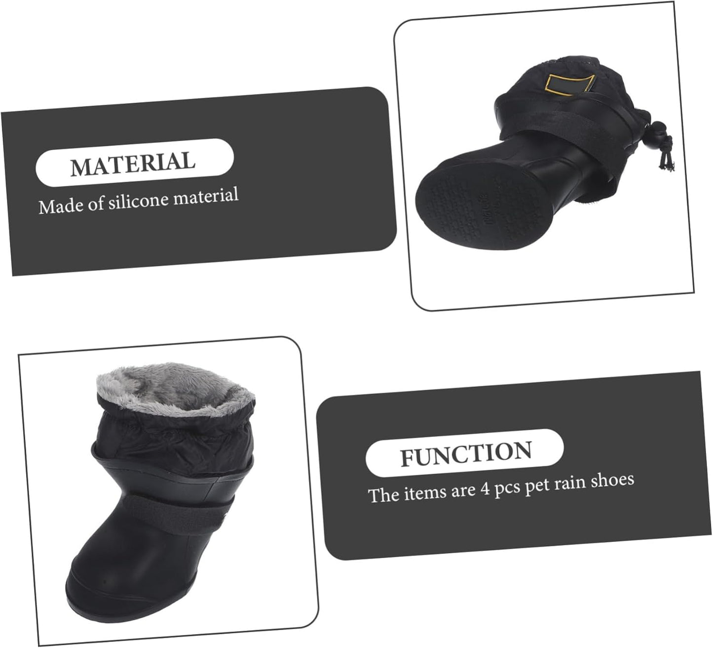 Waterproof Pet Rain Boots Non-Slip Silicone Dog Rain Shoes Black XXL Outdoor Paw Protectors for Large Medium Small Dogs