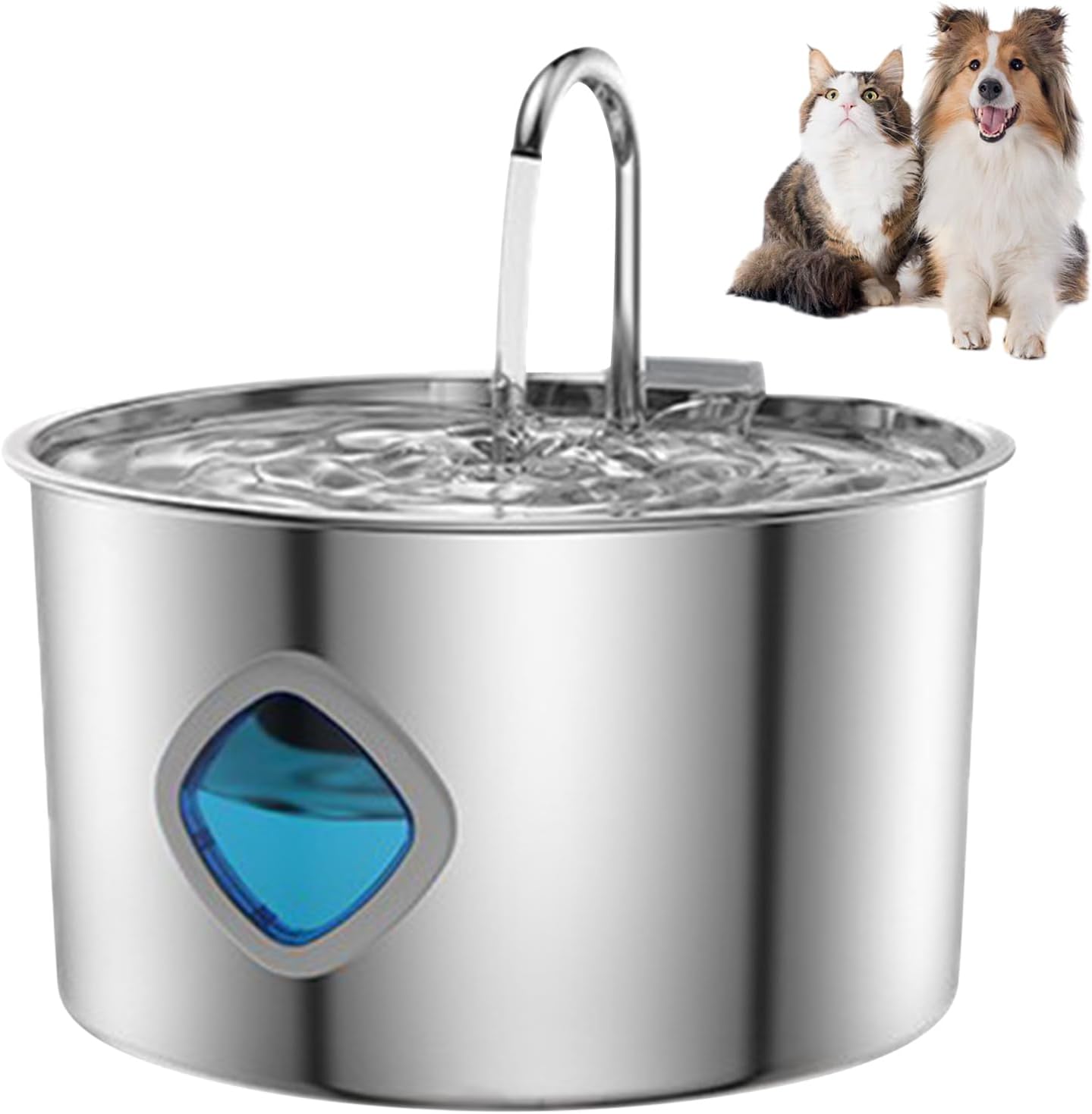 Quiet USB-Powered 3.2L Stainless Steel Water Bowl for Dogs/Cats 4-Stage Filtration Systems USB Power Pet Waterer