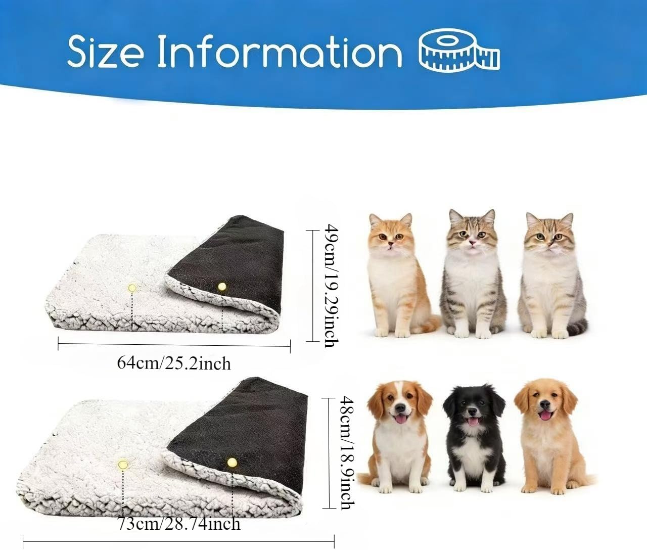 Self-Heating Soft Cat Bed Pet Bed for Cats and Dogs and Washable IndoorOutdoorNonElectric Heating Pad Super Warm Pet Pad WithAntislip Bottom Surface (Light Gray, Small)