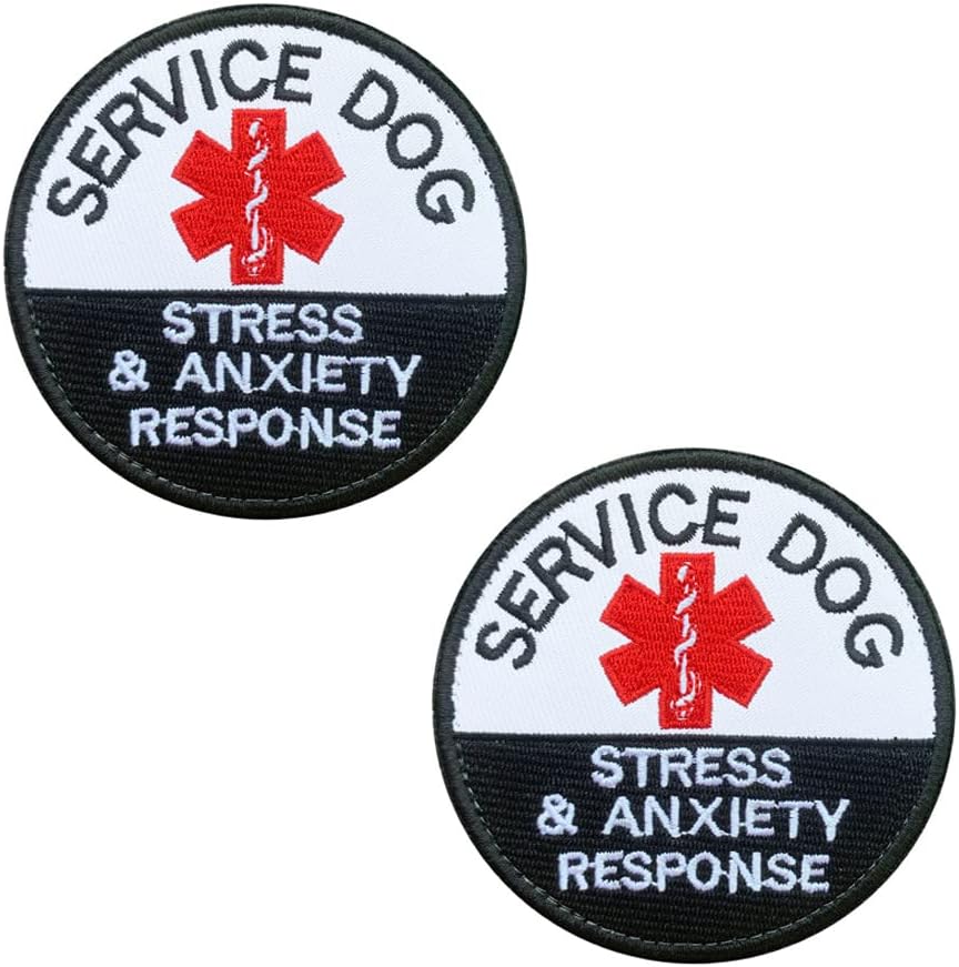 Antrix 2 Pcs EMT EMS Dog Patch Service Dog Patch Stress & Anxiety Response Hook & Loop Service Dog Harness Vest Patch for Medium and Large Dog Service Dog Guide Dog Farm Dog