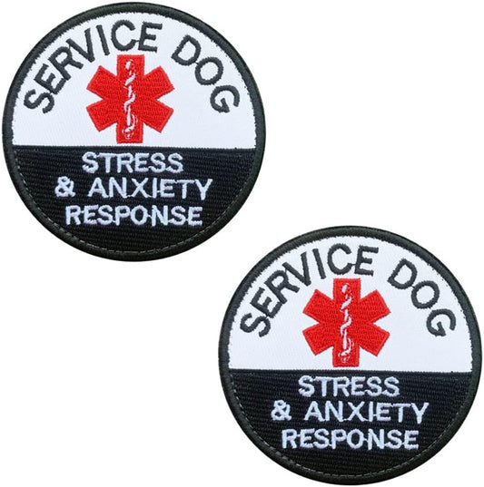 Antrix 2 Pcs EMT EMS Dog Patch Service Dog Patch Stress & Anxiety Response Hook & Loop Service Dog Harness Vest Patch for Medium and Large Dog Service Dog Guide Dog Farm Dog