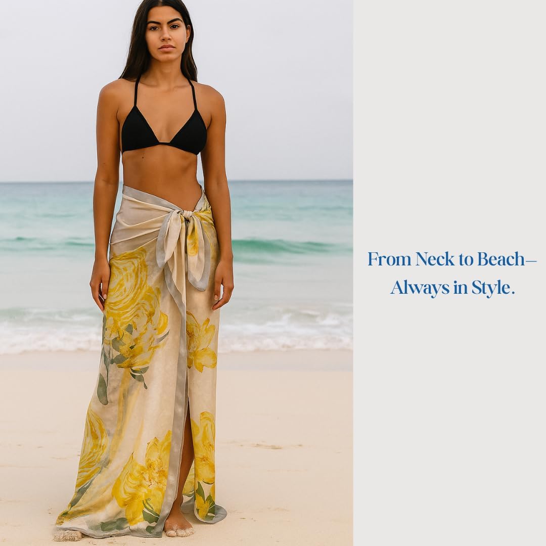 Extra Large Silk Scarf for Women 100% Mulberry Silk Shawl Wrap Oversized Jacquard Floral Scarves with Elegant Gift Box