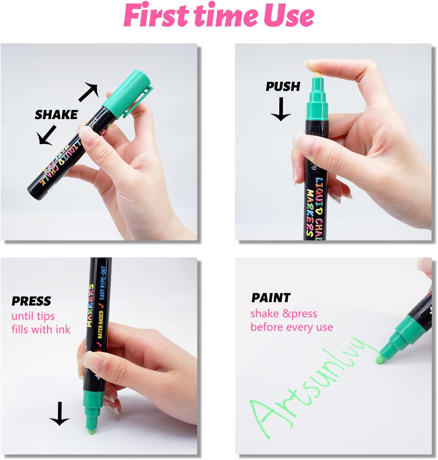 8 Colors Chalk Markers, Chalk Pens, Erase Marker, Non-Toxic, Water-Based, Reversible Tips, Chalkboard Markers for Adult, Car Windows, Glass