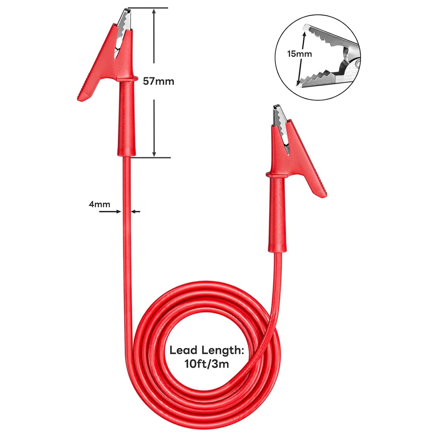 Goupchn 5PCS Alligator Clips Electrical Test Leads Dual Ended Crocodile Wire Cable with Insulators Clips Test Flexible Copper Cable for Electrical Testing 3m/10ft