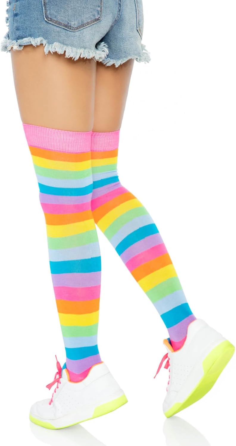 Leg Avenue Women's Rainbow Pride Festival Thigh Highs Socks