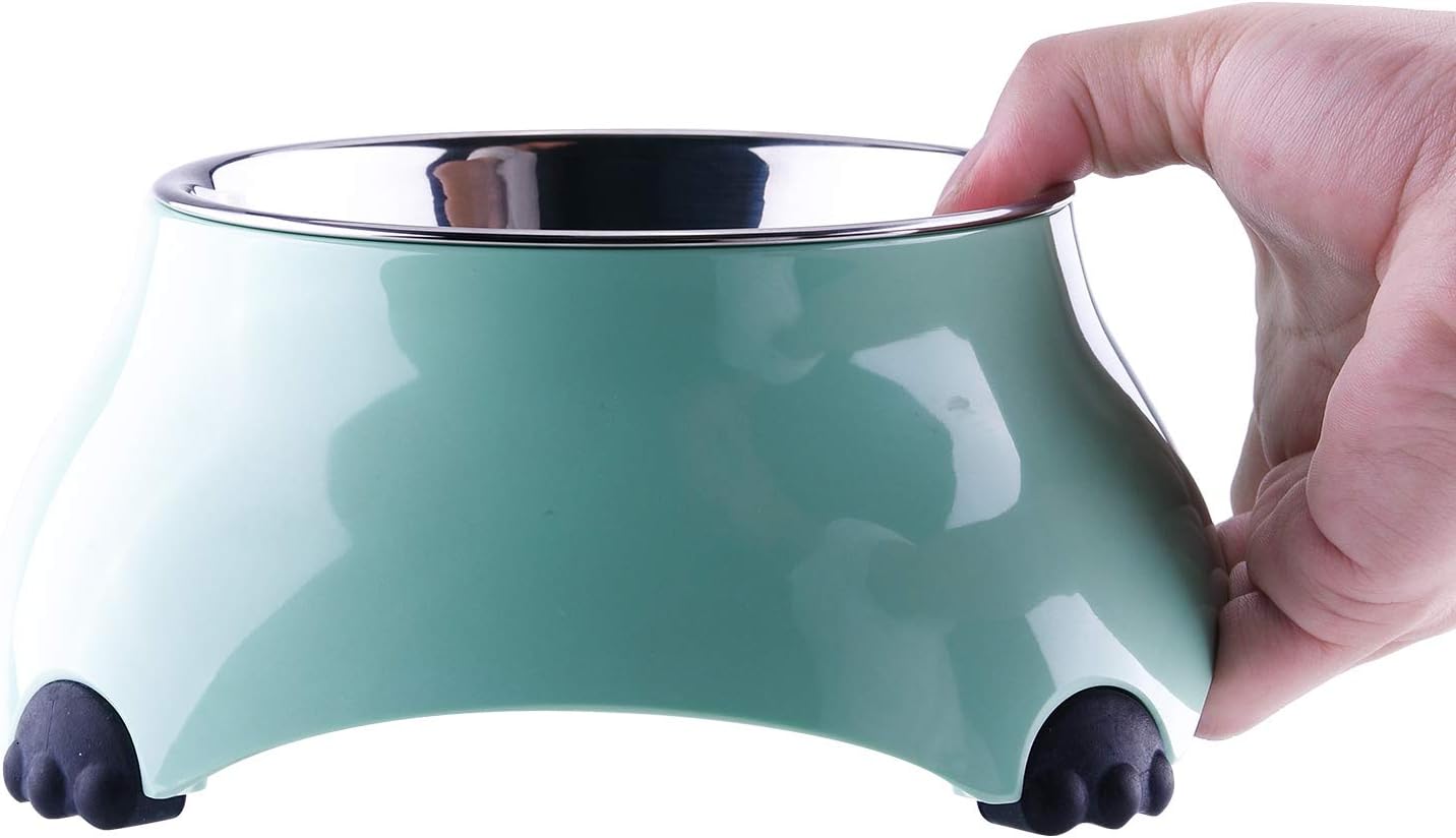 SuperDesign Raised Cat Bowls, Stainless Steel Bowl with Melamine Stand, Small Dog Bowls, Food and Water Pet Feeder, Anti-Slip Feeding Dish for Puppy and Kitty