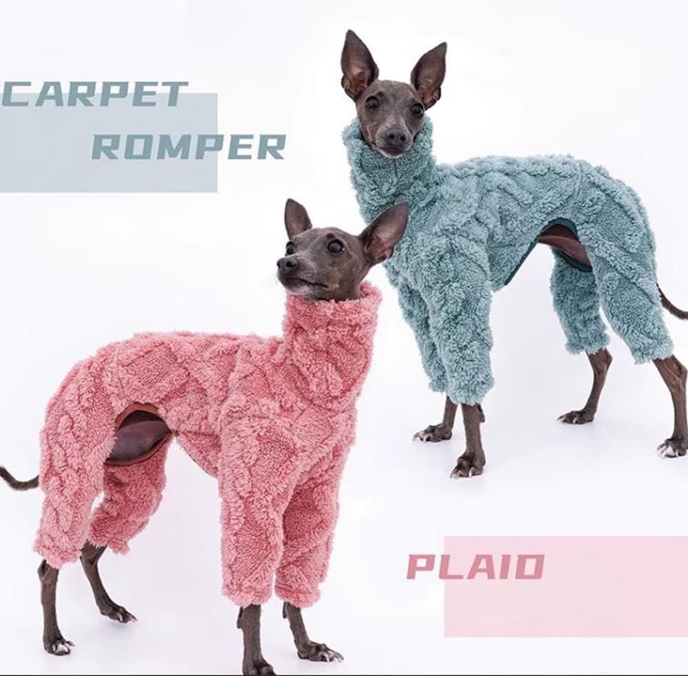 Greyhound Clothes - Dog Winter Warm Fleece Turtleneck Jumpsuit Four-Leg Rompers Long Sleeve Sweatshirt Thick Outdoor Coat for Italian Greyhound Whippet Deerhound Bedlington Terrier (XL,Green)