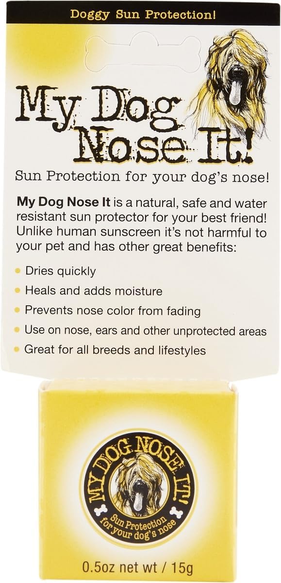 Moisturizing Sun Protection Balm for Dogs Noses - Protect Your Dog from Harmful UVA/UVB Rays .5 Ounce