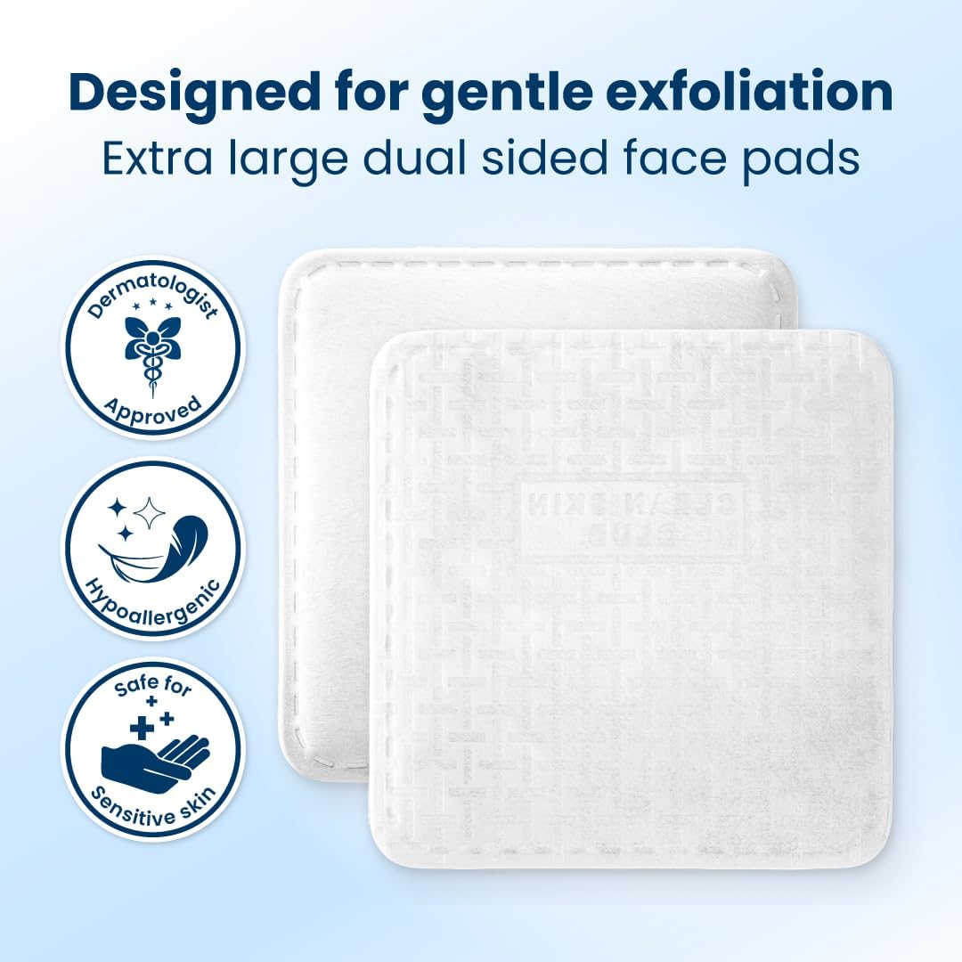 Clean Skin Club Clean² Pads 2.0 [New & Improved Edges] Guaranteed Not to Shed & Tear Face Pads, Unique Triple Layers, Textured & Ultra Soft Side, Organic Disposable Cotton, Pair with Makeup Remover