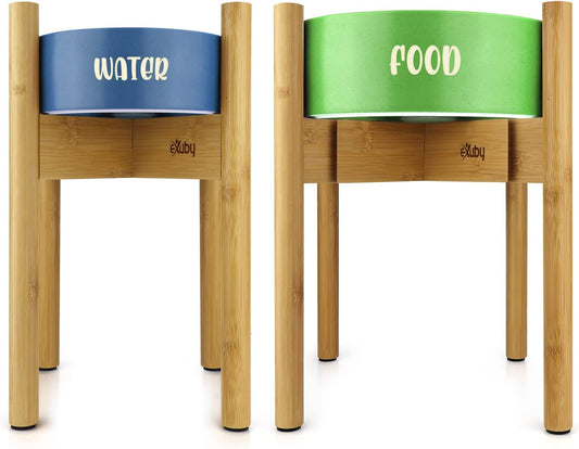 eXuby - 2-Pack Adjustable Dog Bowl Stand for Large Breed dogs - Keeps Your Dog Comfortable While Eating or Drinking - Perfect Height of 14" - Expands to 11.25" - Bowls Sold Separately
