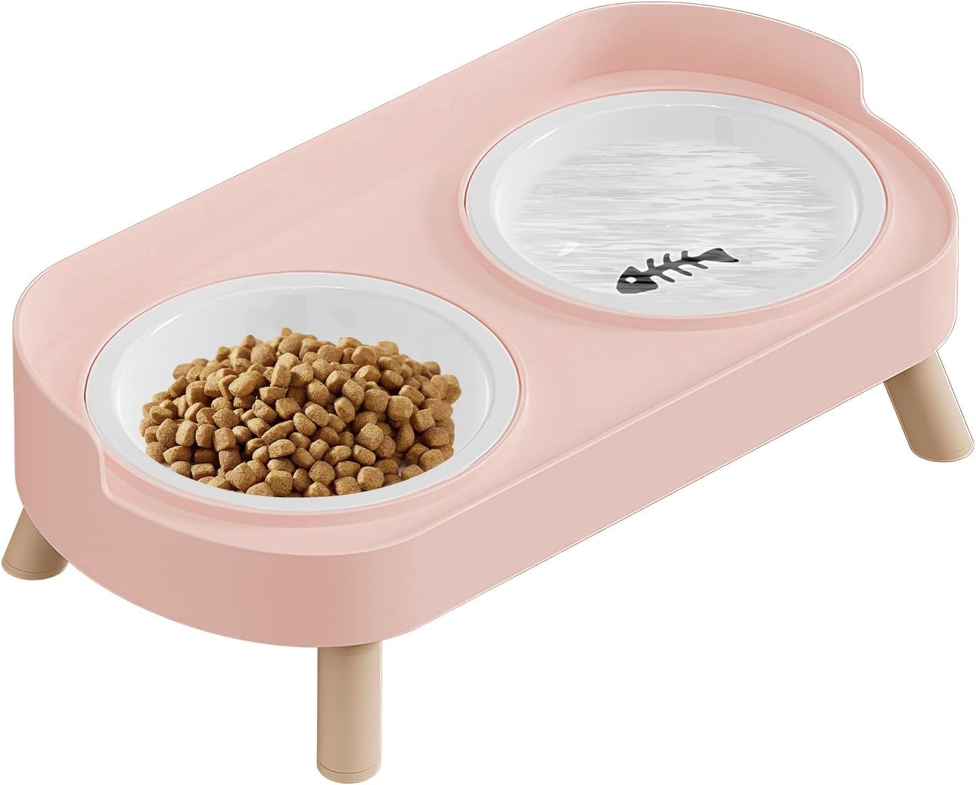Ceramic Pet Feeder, Non-Slip Elevated Dog Bowls for Puppy Kitten with Stand, Durable Anti-Skid Ceramic Material, Indoor Outdoor Home Office Yard Patio Feeding Solution