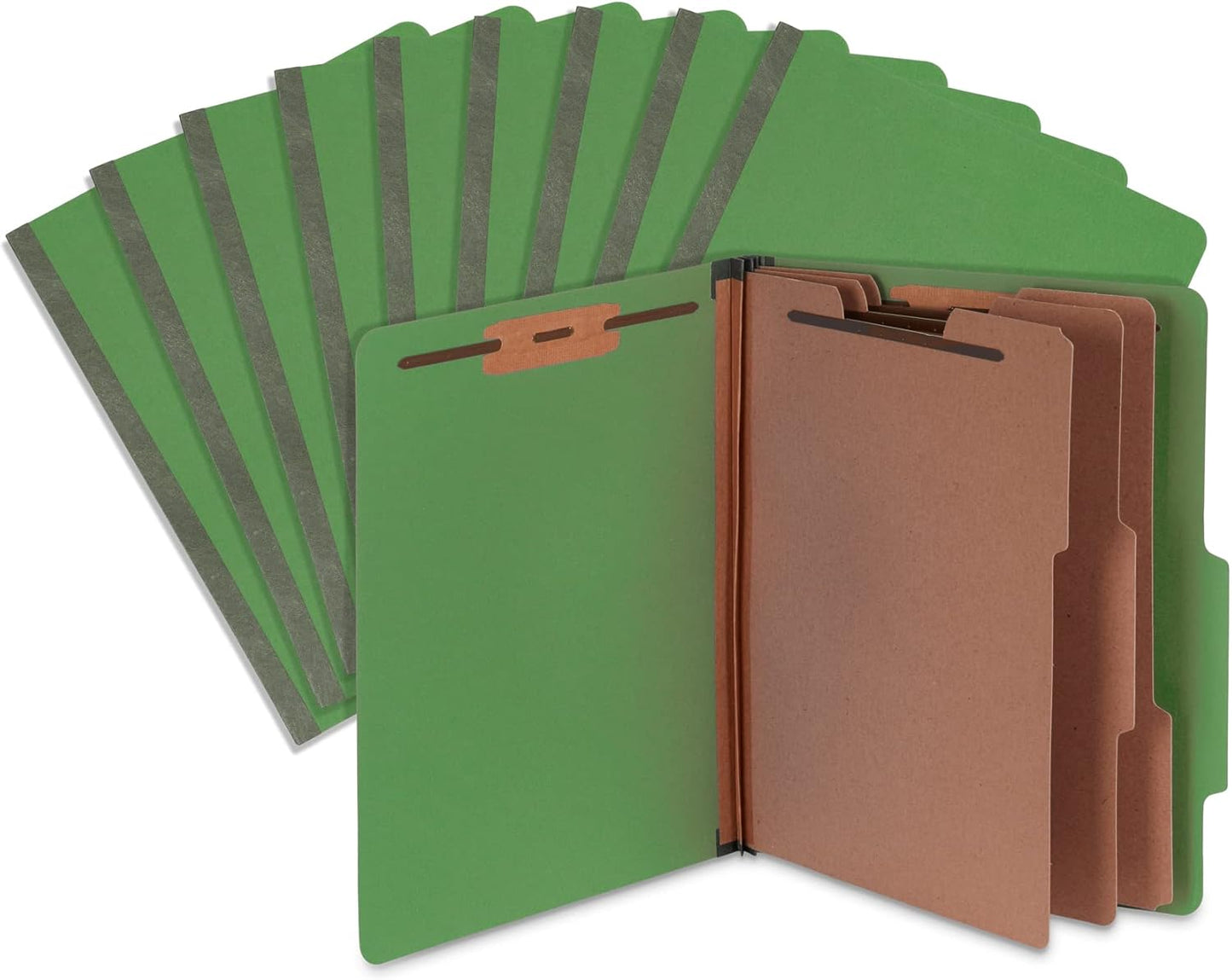 Blue Summit Supplies Green Classification Folders, 3 Dividers, Letter Size with 2 Inch Tyvek Expansions, Use for Organizing Medical Records & Client Files, 10 Pack