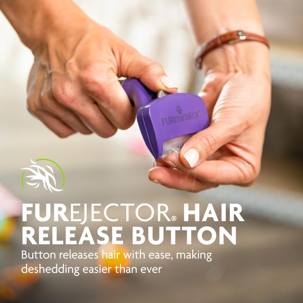 FURminator deShedding Tool For Medium/Large Cats, Short Hair, Removes Loose Hair From Shedding