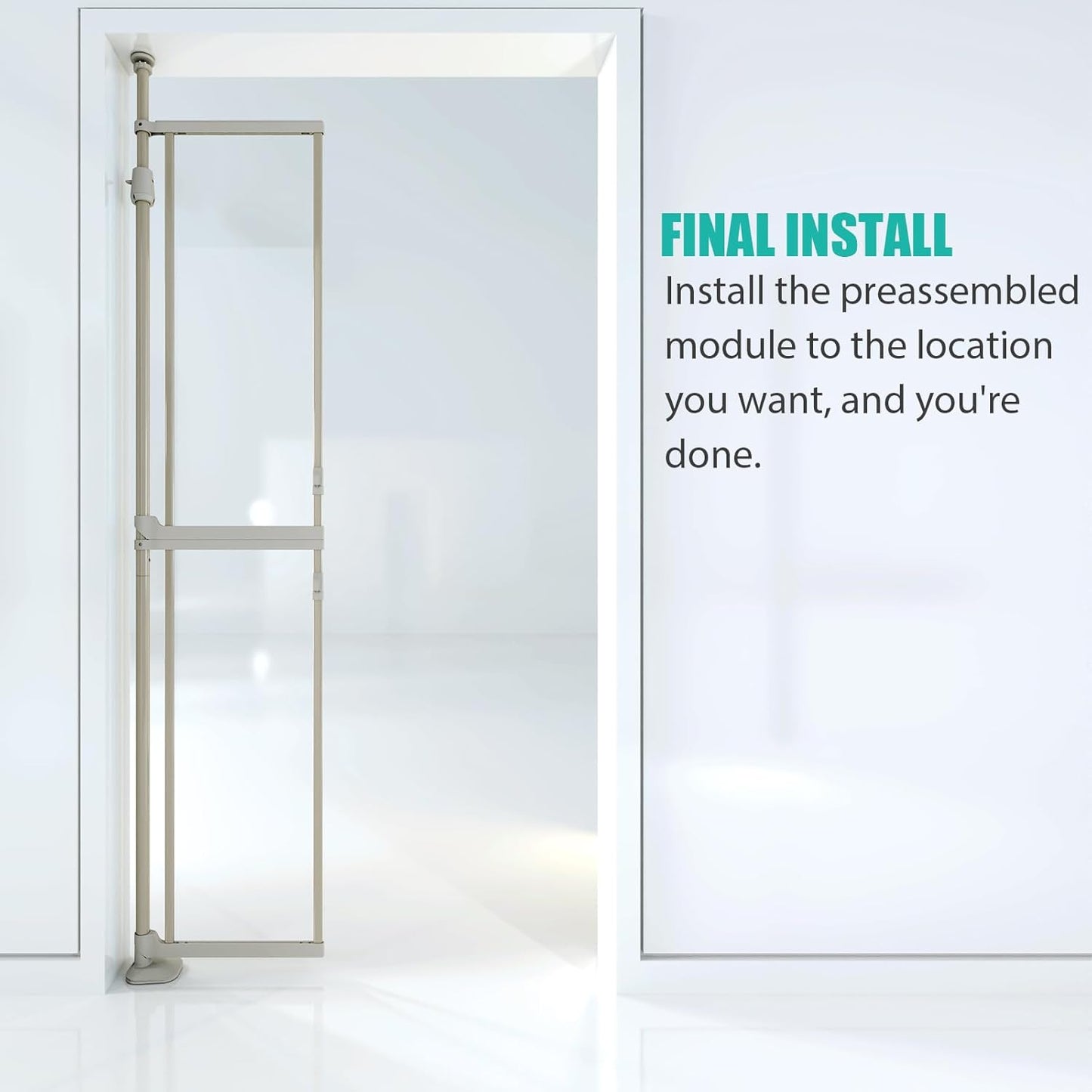74"-98.5" Extra Tall Cat Gate for Doorway, Wide Adjustable 33.85-42" Clear Dog Gate Acrylic, Pressure Mounted Stairs, House, Innovation Double Opening Pet Gate,White