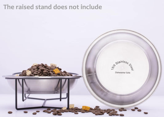 Stainless Steel Cat Bowls 2 Pack, Whisker Fatigue Relief Cat Food Dish, Metal Shallow Wide Large Replacement Plate for Dog and Pet, Ideal for Raised Elevated Pet Feeding Station Stand, 6.3"