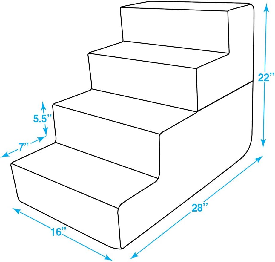 Best Pet Supplies Foldable Foam Pet Steps for Small Dogs and Cats, Portable Ramp Stairs for Couch, Sofa, and High Bed Climbing, Non-Slip Balanced Indoor Step Support, Paw Safe - Sand, 4-Step