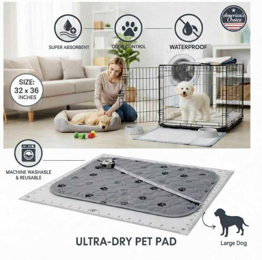 32" x 36" Reusable Dog Training Pads with Pheromone Stickers Washable Puppy Pee Pads, 4-Layer Super Absorbent & Leakproof Potty Training Mat with Non-Slip Bottom for Indoor Dogs, Crate & Travel, Gray