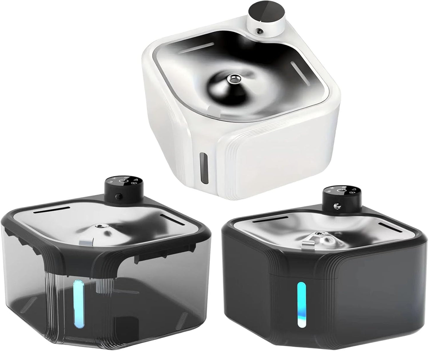 2.8L Automatic Circulating Pet Water Fountain with Stainless Steel Tray and Nonslip Base for Dog Everyday Watering Use Stainless Steel Pet Water Dispenser