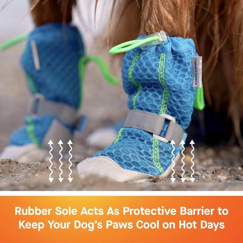 Canada Pooch Dog Boots for Hot Pavement - Dog Boots & Paw Protectors with Anti Slip Rubber | Water Friendly, Breathable Dog Shoes for Hot Days, Great for Dogs Grey - Size 4